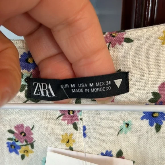 ZARA linen blend floral print cropped top size medium - Picture 9 of 13